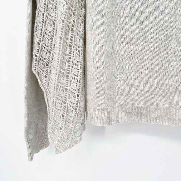Knitted Knotted Anthropologie Cashmere Sweater Sz S Gray Crochet Panel Crewneck - Picture 3 of 9